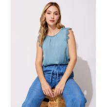 Blusa managa mini corta azul grisaceo 