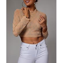 Crop top manga larga nude con pedreria (producto en venta final)